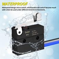 Micro-interrupteur électrique SPDT à levier à rouleaux 3 broches AC 5A 125V/250V IP67 étanche avec fil de 300 mm