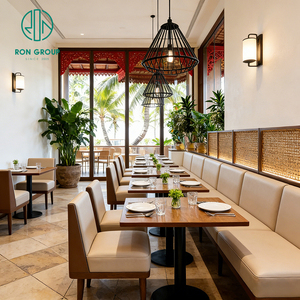 Juego de Mesa y Sillas de Ratán Blanco del Sudeste Asiático Moderno para Cafetería de Comida Rápida, Muebles de Asientos Tipo Sofá para <span class=keywords><strong>Restaurante</strong></span> - Product Image 5