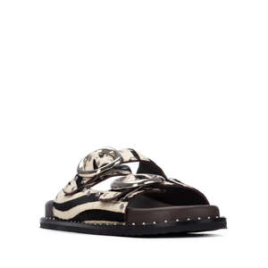 Pantoufles en fourrure pour femmes Carmela, noir et blanc, talon de 2,5 cm, taille 41, pantoufles tendance - Product Image 2