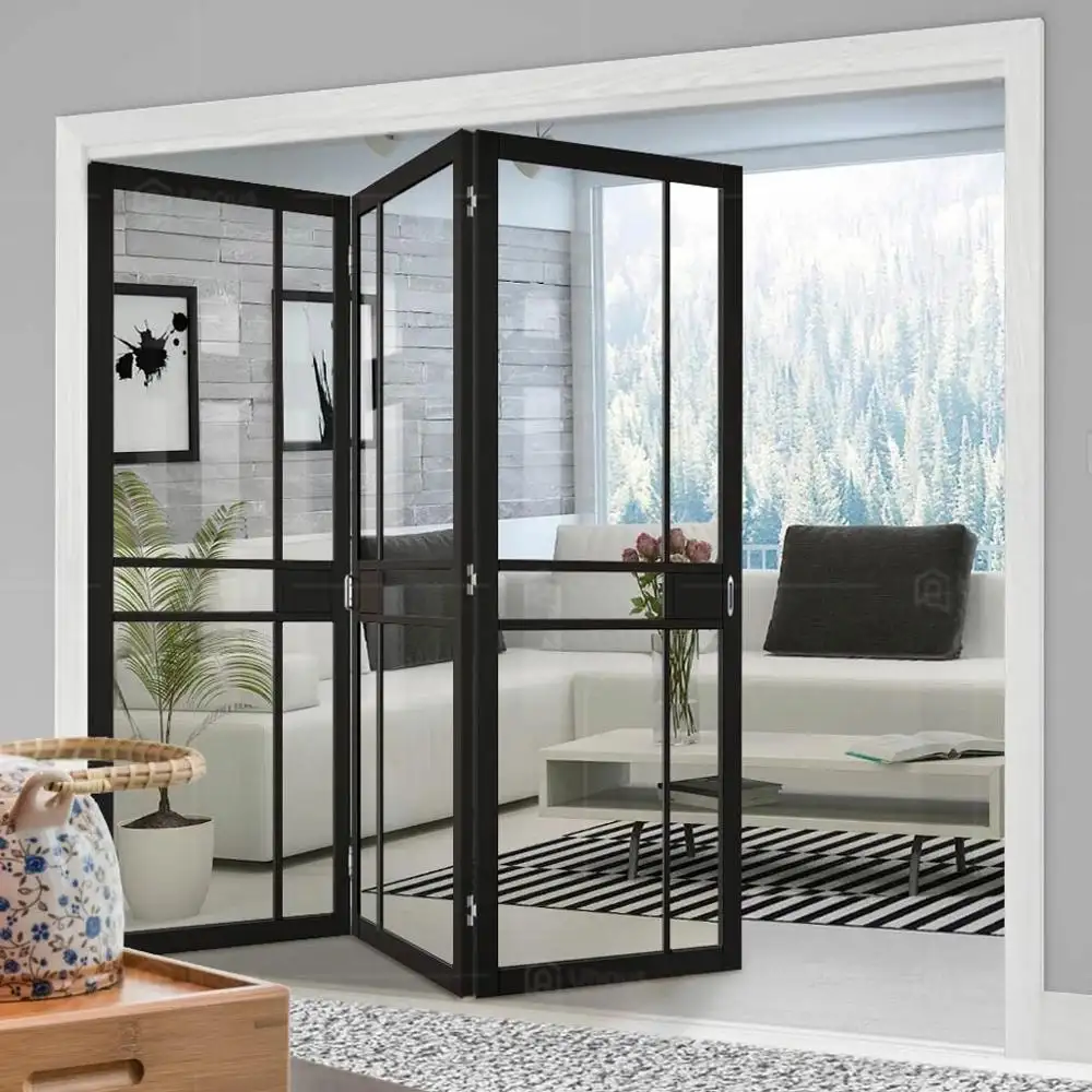 Vente en gros de porte pliante robuste de style moderne porte pliante extérieure en aluminium et verre coupe-vent pour villa