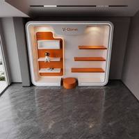 Vitrine murale LED personnalisée avec éclairage, finition laquée brillante, pour présentation en magasin de cosmétiques et exposition en boutique