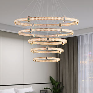 Suspendus Cercle Suspendus Lumières Design Moderne Led Or Luxe Anneau Cristal Lustre - Product Image 1