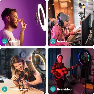 14inch 18inch 22inch 10inch 12inch Rgb Led Circle Photography <strong>Selfie</strong> <strong>Ring</strong> <strong>Light</strong> with 1.6m 2.1m Tripod Stand - Product Image 5