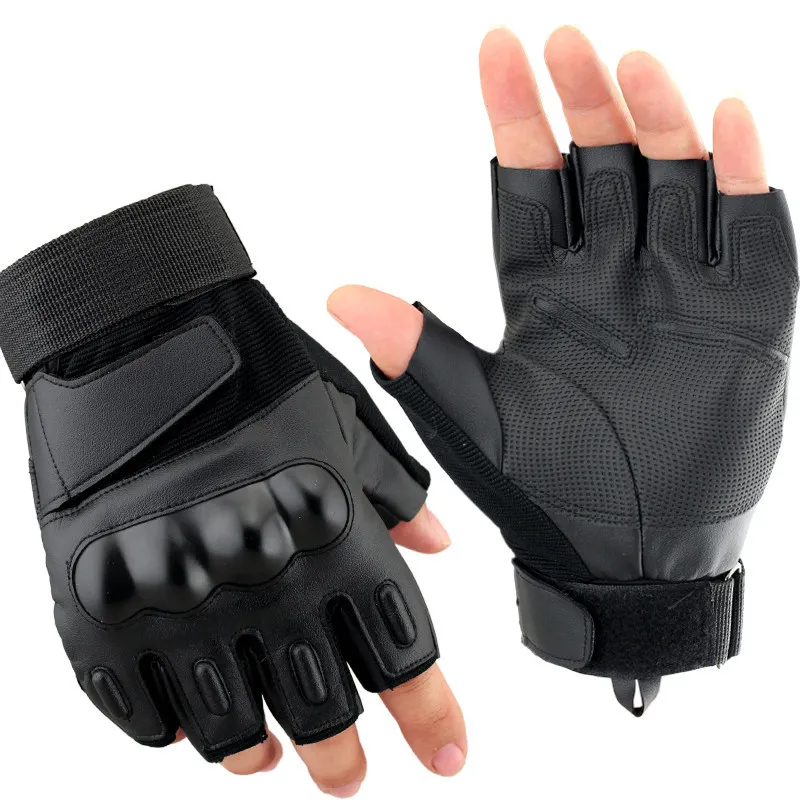 OBSHORSE sarung tangan taktis setengah jari, sarung tangan berkendara sepeda motor taktis tanpa jari tahan potong keras