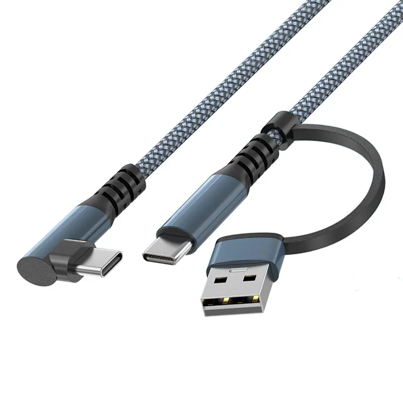 3.3ft QC&PD 60W 2 in 1 cable USB A&C to USB C Fast Charger Cord for MacBook Pro/Air iPad Pro/Mini/Air Samsung Galaxy