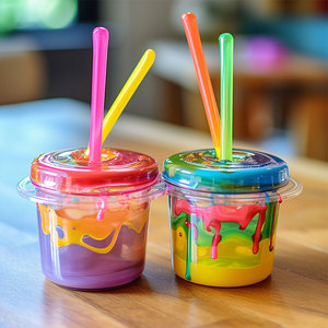 Ensemble de jouets seau de peinture magique avec pailles colorées pour enfants de 4 à 6 ans, mini-ensemble de jeu en plastique - Product Image 1