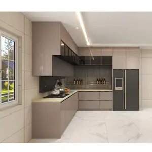 Современные глянцевые лаковые кухонные шкафы на заказ, белые кухонные шкафы 2pac