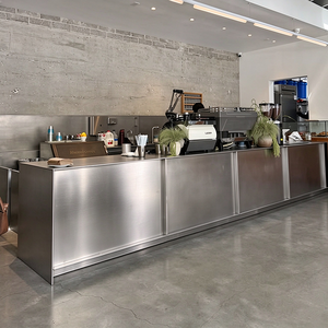 Mostrador de Bar Comercial de Acero Inoxidable Personalizado, Mostrador de Recepción Moderno para Cafetería, Restaurante y Tiendas - Product Image 3