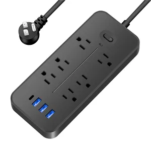 Extension Cord 6 AC Outlet Surge Protector US Power Strip USB Tabletop Socket