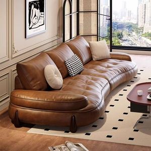 <span class=keywords><strong>Divano</strong></span> moderno in pelle da soggiorno misura tre posti a sedere Cloud semplice <span class=keywords><strong>divano</strong></span> modulare in stile retrò - Product Image 2