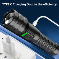 Lampe torche puissante à longue portée 500-600M, faisceau tactique rechargeable USB, LED blanche, laser, alliage d'aluminium, étanche, pour situations d'urgence, camping