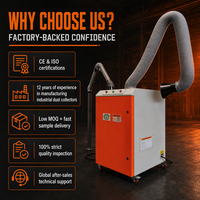 Nouvel aspirateur industriel mobile électrique pour l'extraction des fumées de soudage, système à double bras, puissance 1,5 kW, efficacité 0,3 m, CE