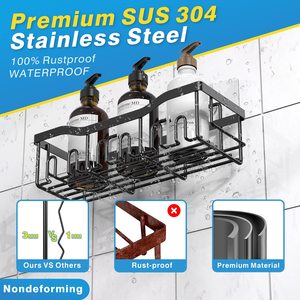 Paquete de 5 estantes de ducha de metal adhesivos, sin perforación, resistentes al óxido, estilo moderno, para colgar en la pared del baño - Product Image 5
