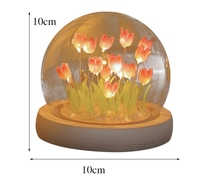 Lampe LED 3D en forme de tulipe, lumière miroir, faite à la main, lampe de chevet, lampe de nuit, fleur artificielle, ambiance romantique, décoration de la maison