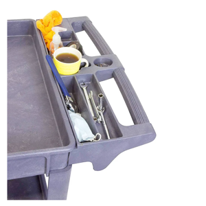 Meilleure qualité 500LBS chariot utilitaire roulant en plastique robuste à 2 niveaux 360 roues pivotantes OEM manuel industriel personnalisable - Product Image 3