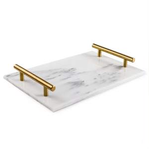 Moderno <span class=keywords><strong>e</strong></span> minimalista in marmo bianco vassoio <span class=keywords><strong>oro</strong></span> bordo ramo maniglia elegante decorazione per la casa per il bagno aromaterapia di lusso per il Ramadan - Product Image 6