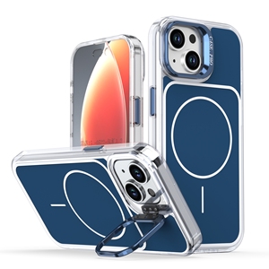 Custodia Magnetica per <span class=keywords><strong>iPhone</strong></span> <span class=keywords><strong>13</strong></span> <span class=keywords><strong>con</strong></span> Supporto <span class=keywords><strong>Fotocamera</strong></span> Bicolore e Ricarica Wireless, <span class=keywords><strong>Cover</strong></span> Protettiva di Alta Qualità in TPU + Acrilico - Product Image 1