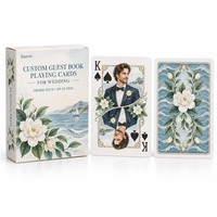 Cartes de jeu personnalisées écologiques pour livre d'or de mariage, portrait de couple personnalisé en aquarelle, thème Jardin de Californie