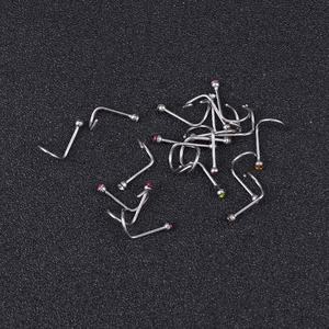 Venta al por mayor: Piercings de titanio ASTM F136 de grado implante para nariz, tornillos redondos de 20G con circonita cúbica engastada, joyería para perforaciones de nariz, 10 colores - Product Image 4