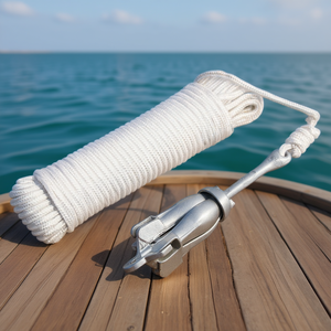 Ancre pliante à grappin 3,3 lb en fer malléable avec corde, ancre de bateau pour usage maritime - Product Image 2