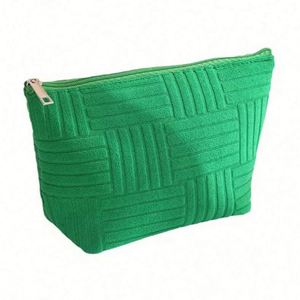 Bolsa de Maquillaje de Gran Capacidad, Tejida, con Cierre, Portátil, de Viaje, de Algodón, para Guardar Cosméticos, para Mujer - Product Image 1