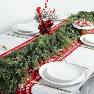 Guirlande de Noël artificielle verte de 1,8 m, réaliste, en cyprès et pin, en plastique, pour table ou cheminée - Product Image 5