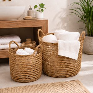 Cesta Ovalada Rústica de Ratán Natural Modelo LDRCRC-005 para Almacenamiento, Compras, Supermercado y Organización del Hogar, Duradera y Ecológica - Product Image 2
