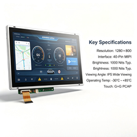 وحدة شاشة TMK مقاس 10.1 بوصة بدقة 1280*800 من نوع IPS TFT LCD طراز MXT1066T2 بسطوع 1000 نيت، تعمل في درجات حرارة من -30 إلى 85 درجة مئوية، مع واجهة MIPI وتقنية G+G PCAP وإضاءة خلفية LED مدمجة للسيارات