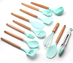 12 Pcs Baking Household Heat Resistant Food Grade Spatula <b>Shovel</b> Set Wooden <b>Handle</b> Silicone Kitchen Utensils - Product Image 4
