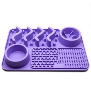 All-in-one kaymaz besleme paspaslar gıda su yavaş Pet besleyici köpek kedi kase Pet Lick Mat gıda sınıfı silikon yavaş köpek maması kasesi - Product Image 5