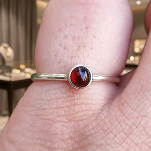 Dainty <b>Garnet</b> 925 Sterling <b>Silver</b> <b>Ring</b> Handmade Boho Natural Gemstone Jewelry Bezel Setting Birthday Anniversary Christmas - Product Image 3