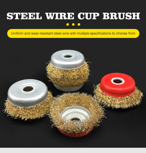 2.5 pouces fil métallique tasse <span class=keywords><strong>brosse</strong></span> épaisse tressé fil roue pour meulage et polissage, cuivre plaqué acier fil matériel 14mm trou - Product Image 4