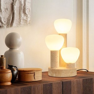 Lámpara de mesa de piedra amarilla E27 con control de interruptor LED, cuida la vista, para dormitorio, sala de estar, estudio, pasillo, mesita de noche - Product Image 1