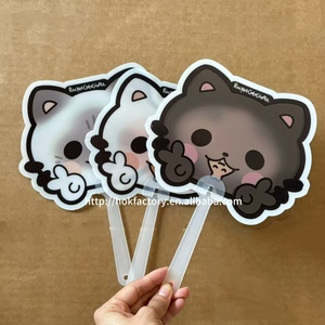 Fashion Custom Cheering Picket Hand Fans K-pop Cute Cat PVC Hand Fans Mini Plastic Crafts for Gifts