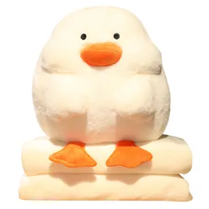 Custom Plush Toy Hand Warmer Plush Duck with Blanket 3 in 1 Bed Pillows Home Decor Stuffed Toy Animal Baby Toys Birthday Gifts