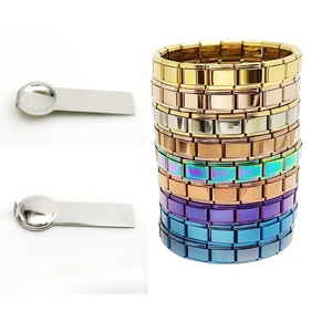 Modular Color Block <b>Bracelet</b> <b>Set</b> Italian Style Electroplated Stainless Steel Magnetic Chain for Women Men Unisex Fashion Jewelry - Product Image 1