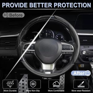 <span class=keywords><strong>Amiss</strong></span> 3 pièces Housse de volant universelle en fibre de carbone antidérapante, imperméable, design papillon segmenté, accessoires intérieurs de voiture - Product Image 5