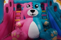 Aire de jeux gonflable sur le thème de l'ours mignon avec toboggan pour enfants, équipement de parc d'attractions commercial pour fêtes en plein air