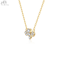 Collar con Colgante en Forma de Abeja, Diseño Bonito, Oro Amarillo Sólido de 18K, Diamante Natural Real, para Mujer, Regalo para Compromiso, Boda o Fiesta