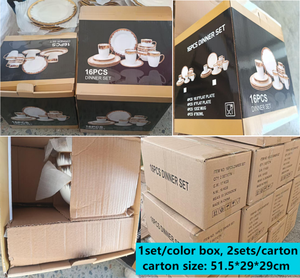 Bộ 16 món đĩa ăn sang trọng, dễ vỡ, dành cho <span class=keywords><strong>4</strong></span> người, màu trắng viền vàng - Product Image 6