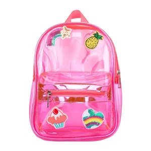 suppliers pink cute small heavy duty clear pvc waterproof backpack mini waterproof fashion see through backpack resistant