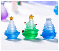 Feliz adorno decoración de Navidad árbol pequeño resina arte artesanía Micro paisaje figuras brillantes luminosas 3D Navidad invierno ornamento