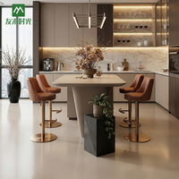 Tabourets de bar modernes, durables, réglables en hauteur, pivotants à 360°, avec base en acier inoxydable doré, pour bar à domicile, salon