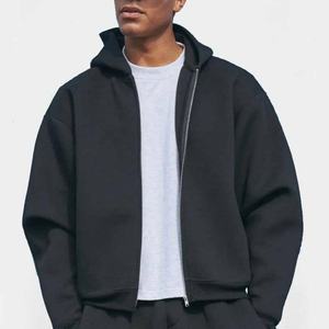 Sudadera Cárdigan de Otoño para Hombre, Diseño Personalizado, Corte Holgado, Cierre Doble, Estilo Cuadrado, con Capucha de Terciopelo, Versión Corta - Product Image 2