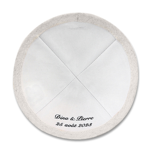 Kippot en Lin Brodés de Couleur Personnalisée, Personnalisables pour Mariages et B'nai Mitzvah, Cadeau Juif Yarmulke - Product Image 3