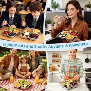 Stainless Steel Bento <b>Box</b> Leakproof <b>Lunch</b> <b>Box</b> 3-Compartment Metal Snack Containers for Kids School and Adults Food Storage - Product Image 5