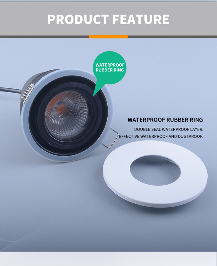 Recessed 84mm Waterproof IP65 Downlight Sand White For Shower Room