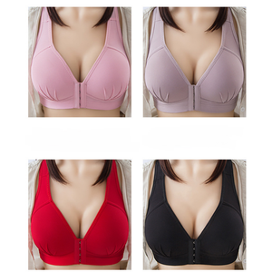 Reggiseno Push up Sexy con chiusura frontale in tinta unita reggiseno senza fili Bralette senza cuciture per donne intimo taglie forti reggiseni Sexy - Product Image 3