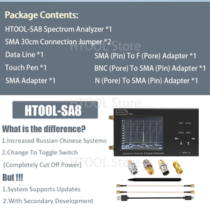 HTOOL SA8 Analyseur de spectre ultra-large bande portable en temps réel 35 MHz-6,2 GHz Système continu personnalisable multilingue Fabriqué - Product Image 5