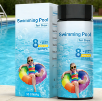 Bandelettes de test d'eau pour piscine et spa 8-en-1 multiparamètres, résultats rapides, 50/100 bandelettes pour spas W-8